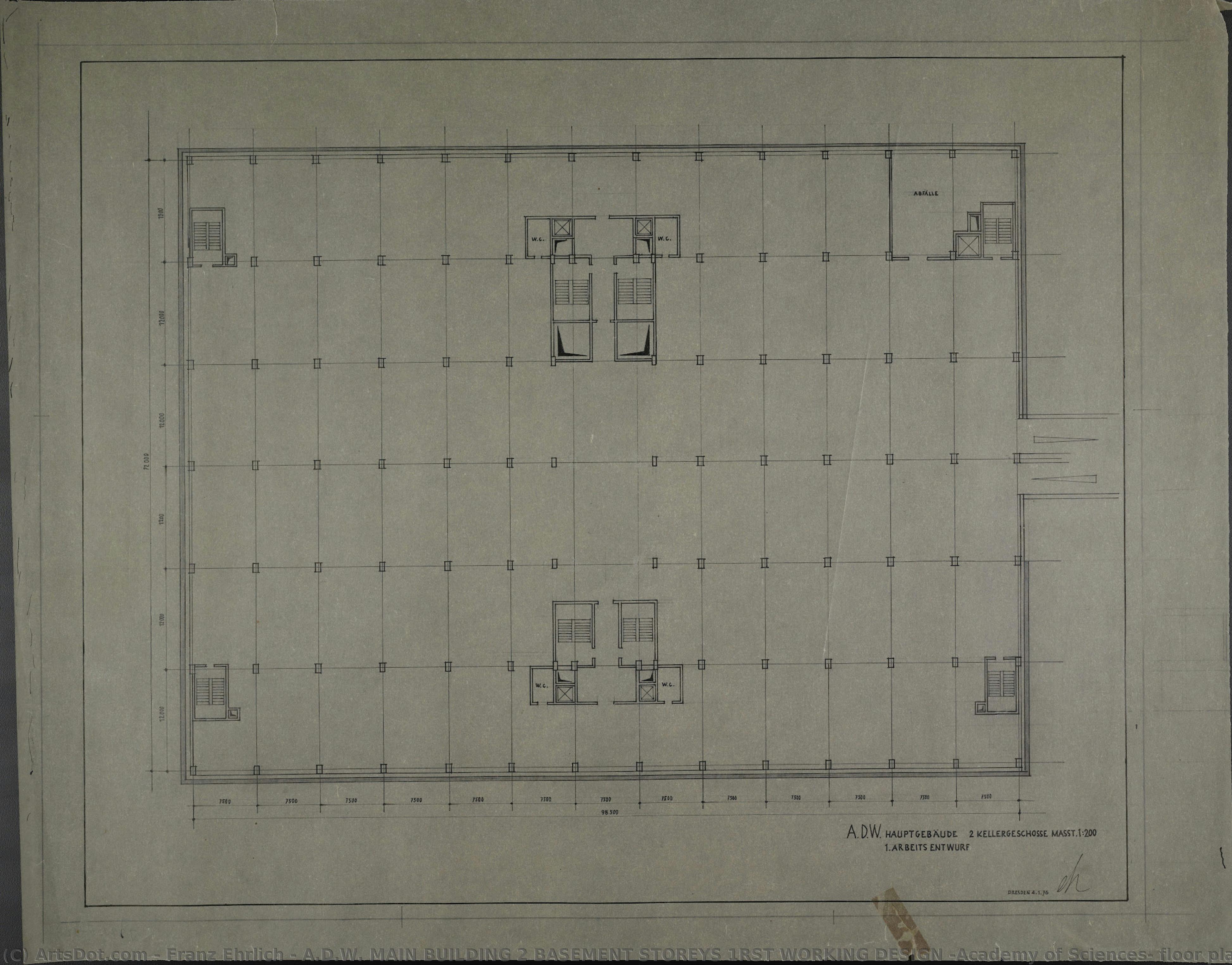 A.d.w. Main Building 2 Basement Storeys 1rst Working Design (academy Of Sciences, Floor Plan) — Franz Ehrlich