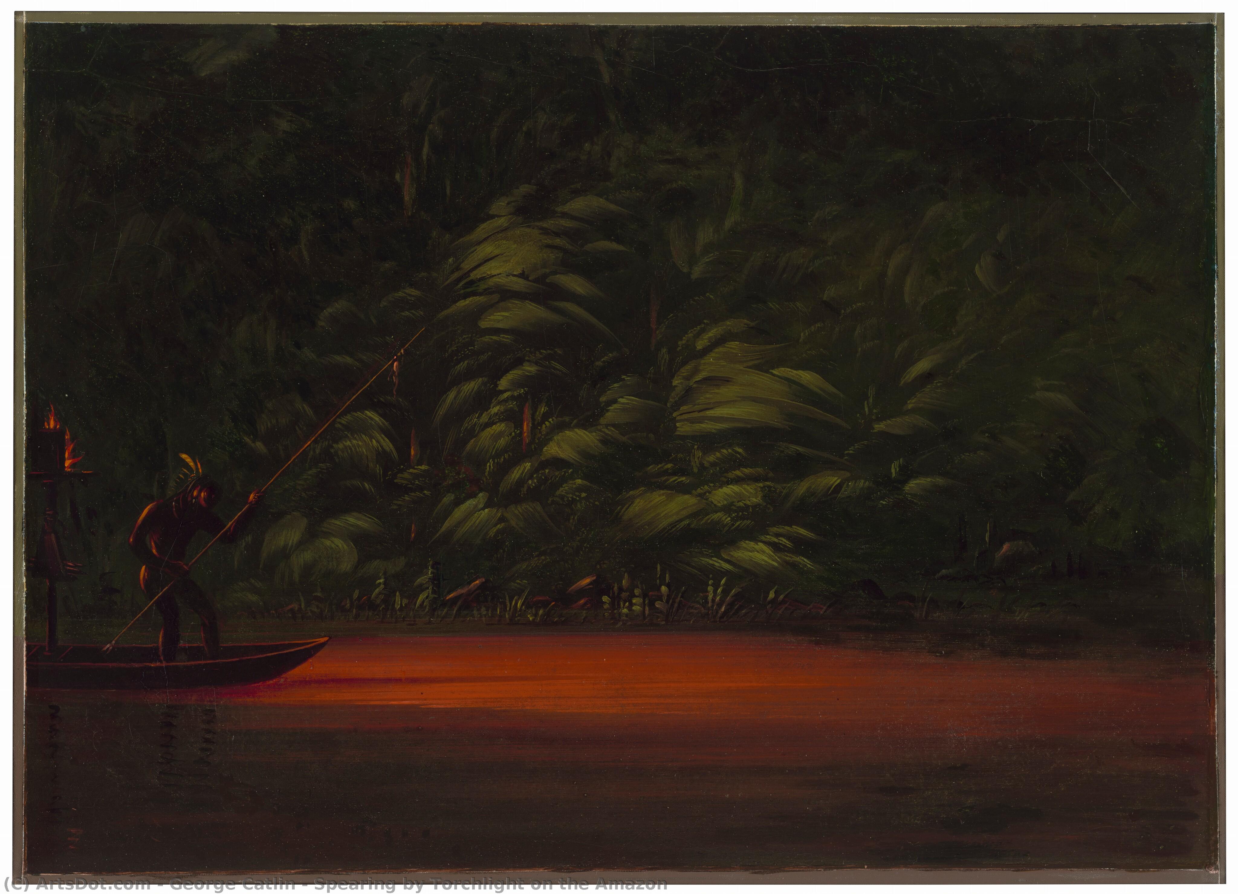 Spearing By Torchlight On The Amazon — Джордж Катлин