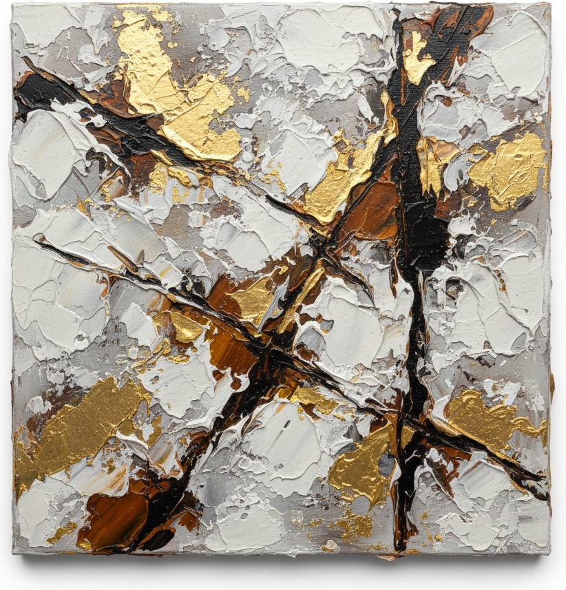 Luminous Gold And Obsidian Veins Amidst A Sculptural White Topography — David Moreau