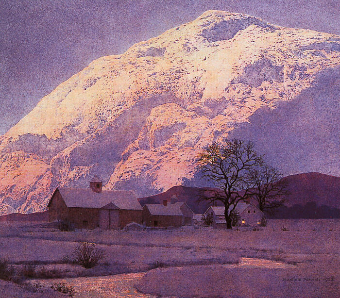 Mountain Farm At Winter — Maxfield Parrish