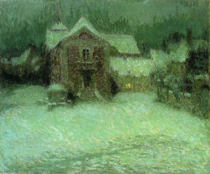 Plaza Under Snow, Gerberoy — Henri Le Sidaner