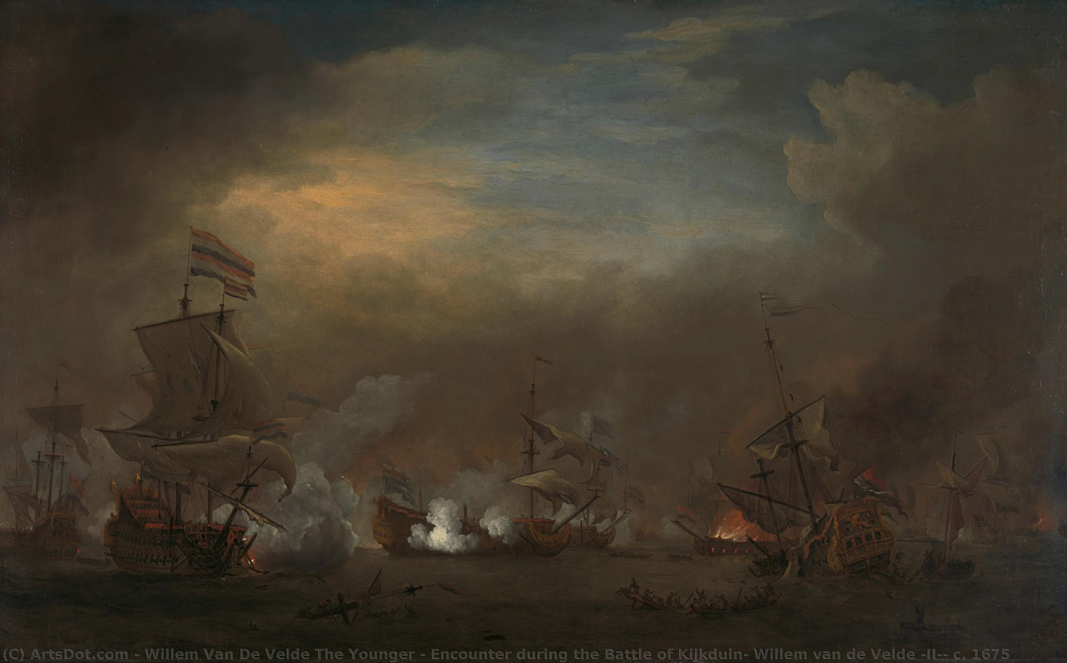 Encounter During The Battle Of Kijkduin, Willem Van De Velde (ii), C. 1675 — Willem Van De Velde The Younger