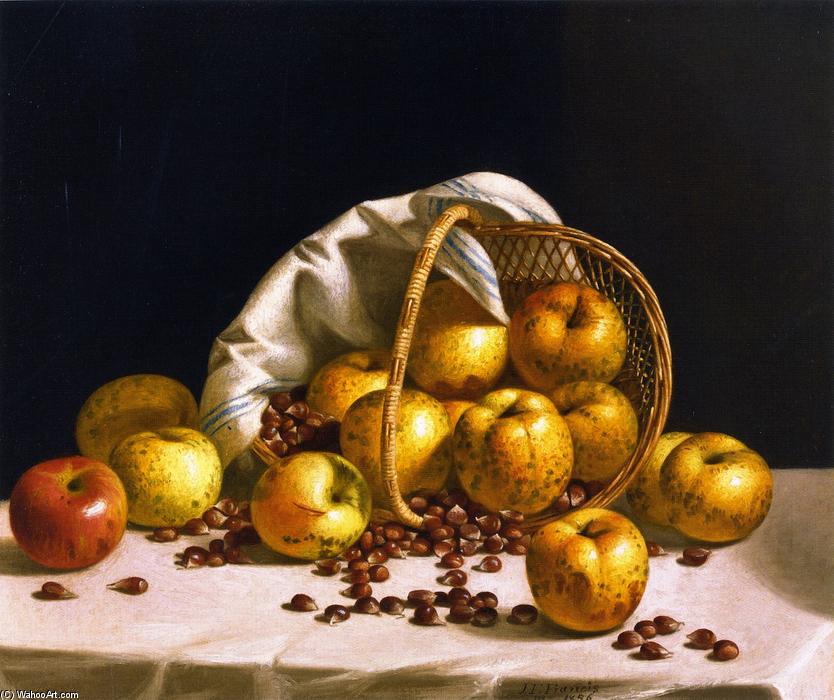 Still Life, Yellow Apples And Chestnuts Spilling From A Basket — John F Francis