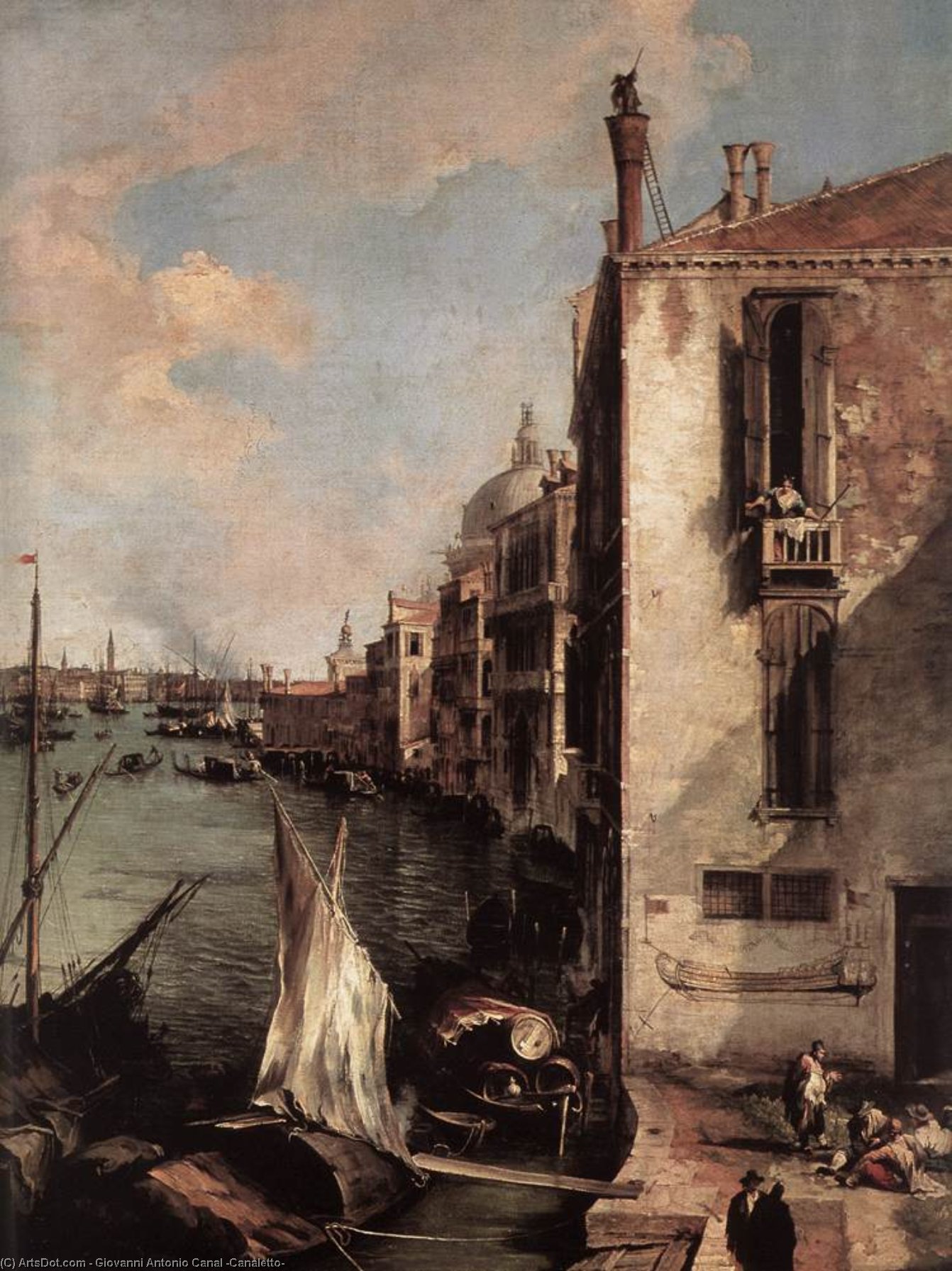 Grand Canal Looking East From The Campo San Vio (detail) — Canaletto
