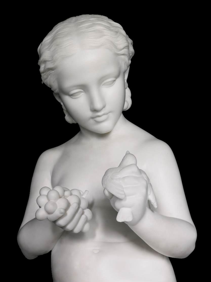 Young Girl Holding Grapes And A Bird (detail) — Odoardo Fantacchiotti