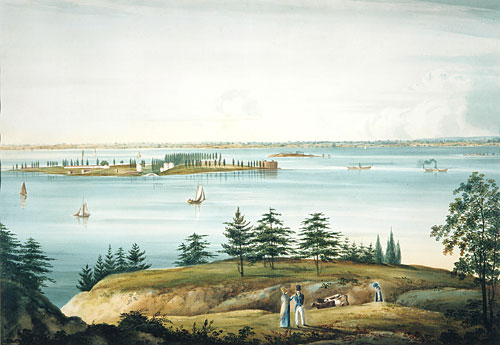 The Bay Of New York And Governors Island Taken From Brooklyn Heights — William Guy Wall