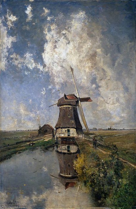Windmill On A Polder Waterway — Пауль Йозеф Константин Габриэль