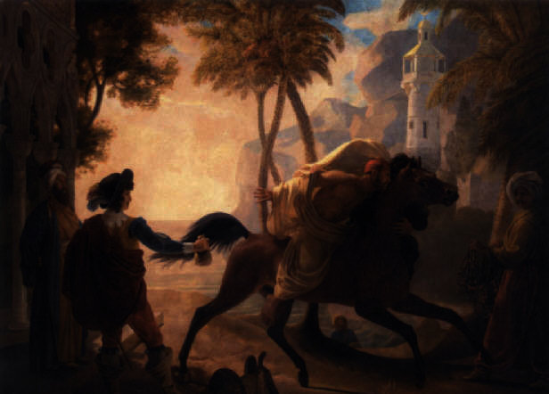 A Coastal Landscape With A Cavalier Purchasing An Arab Stallion — Pierre Nolasque Bergeret