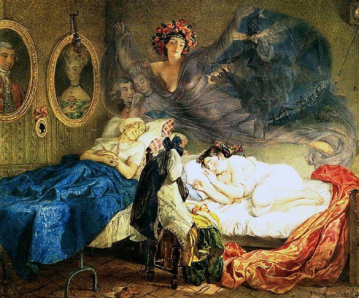 Painting Bryullova Dream Grandmothers And Granddaughters — Karl Pavlovich Bryullov