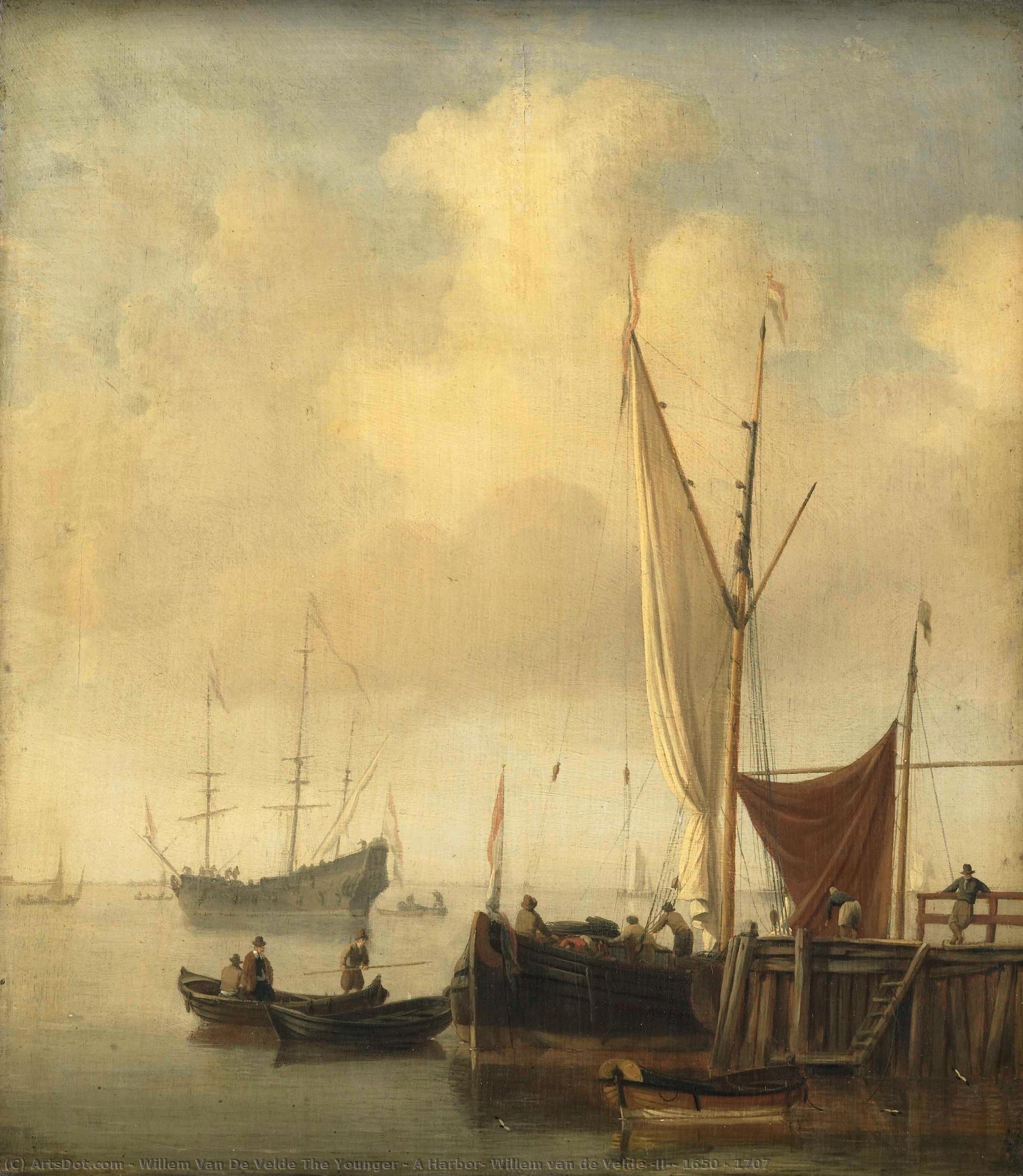 A Harbor, Willem Van De Velde (ii), 1650 - 1707 — Willem Van De Velde The Younger