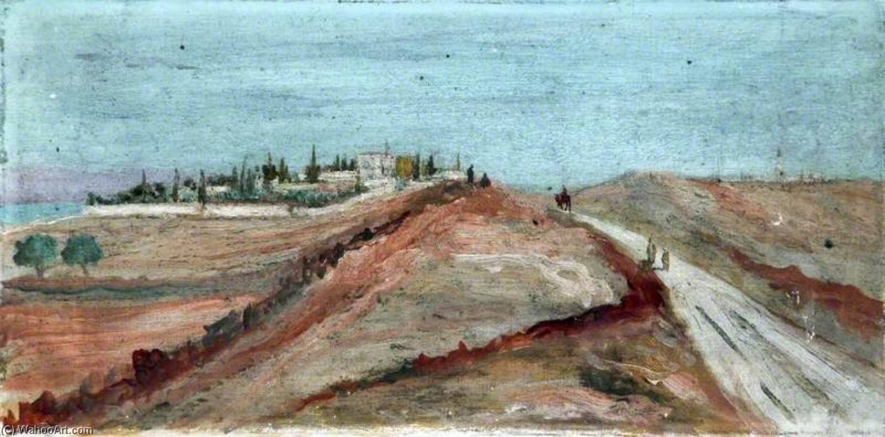 Landscape With A Hilltop Road Leading To A Walled Estate — Caroline Emily Gray Hill