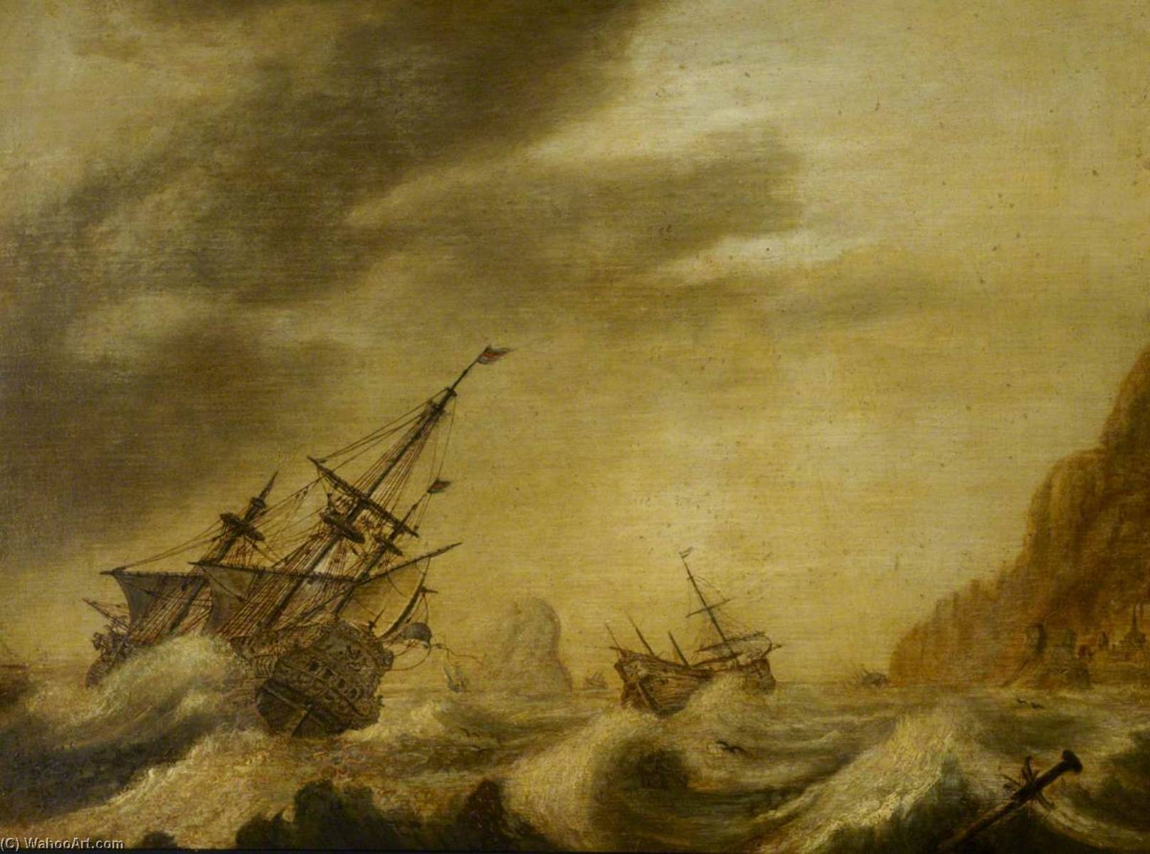 A Wijdschip Close Hauled In A Moderate Breeze — Willem Van De Velde Der Ältere
