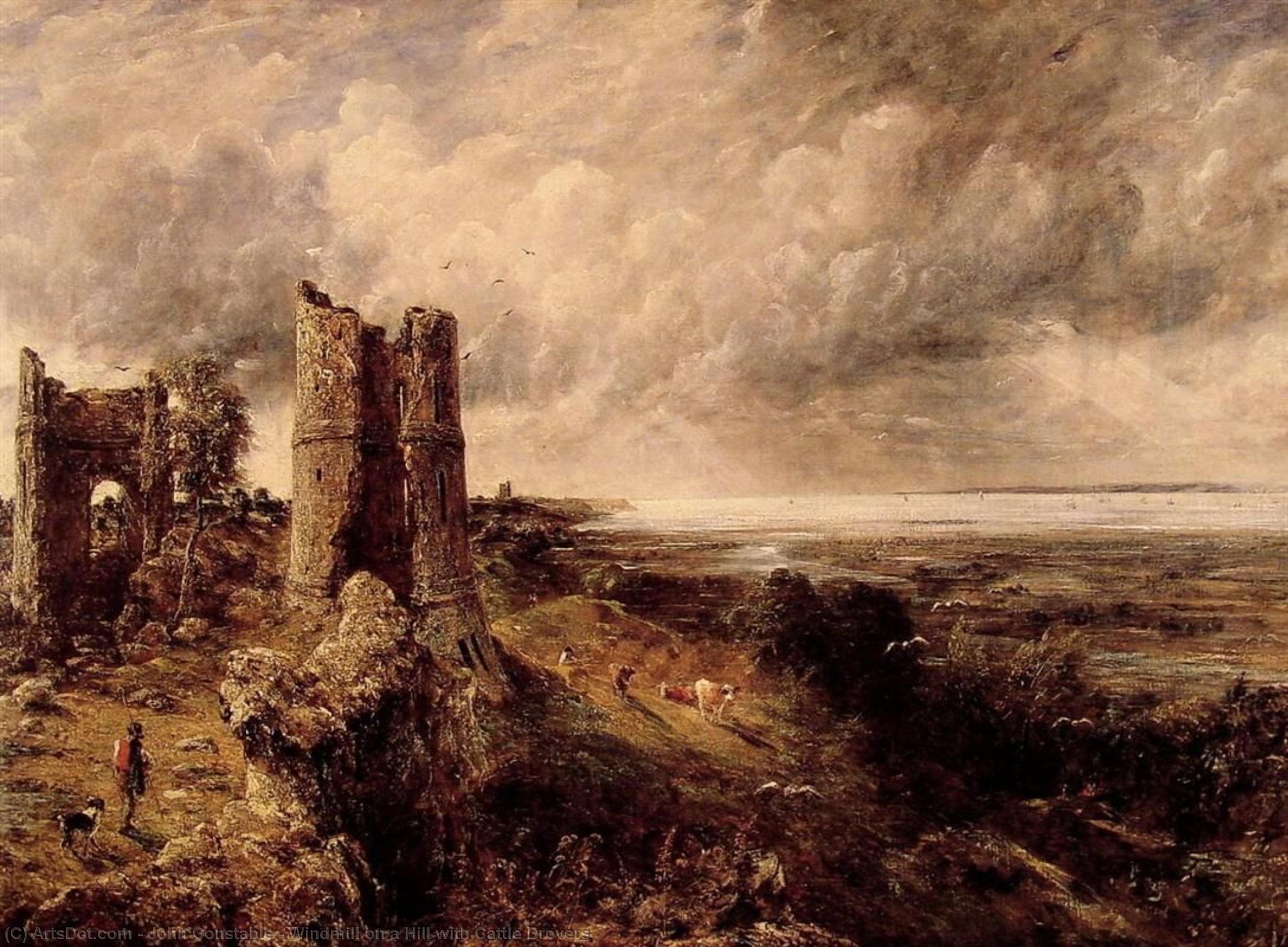 Windmill On A Hill With Cattle Drovers — Джон Констебл