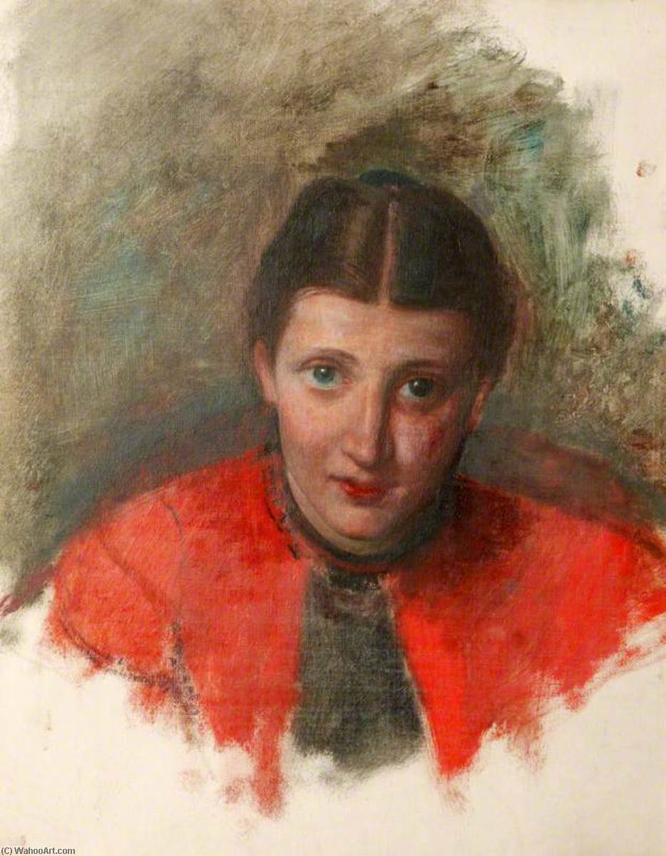 The Artist's Wife In A Red Cape — Robert Braithwaite Martineau