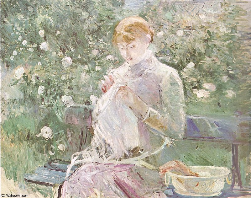 Young Woman Sewing In A Garden — Berthe Morisot