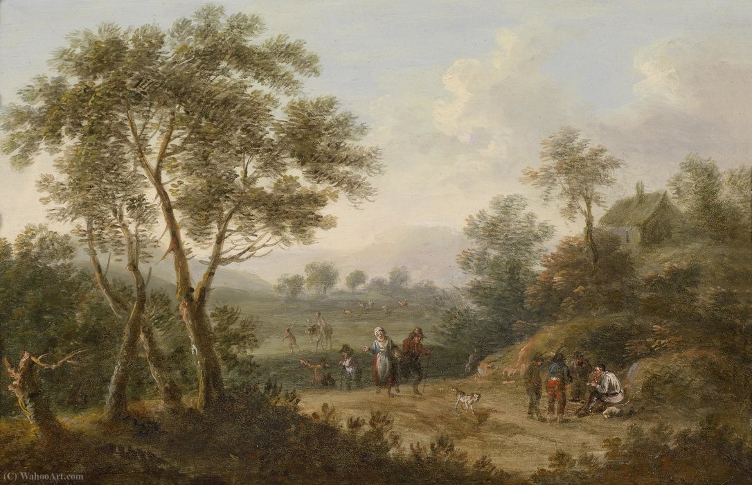 Wooded Landscape With Travellers — Johann Christian Brand