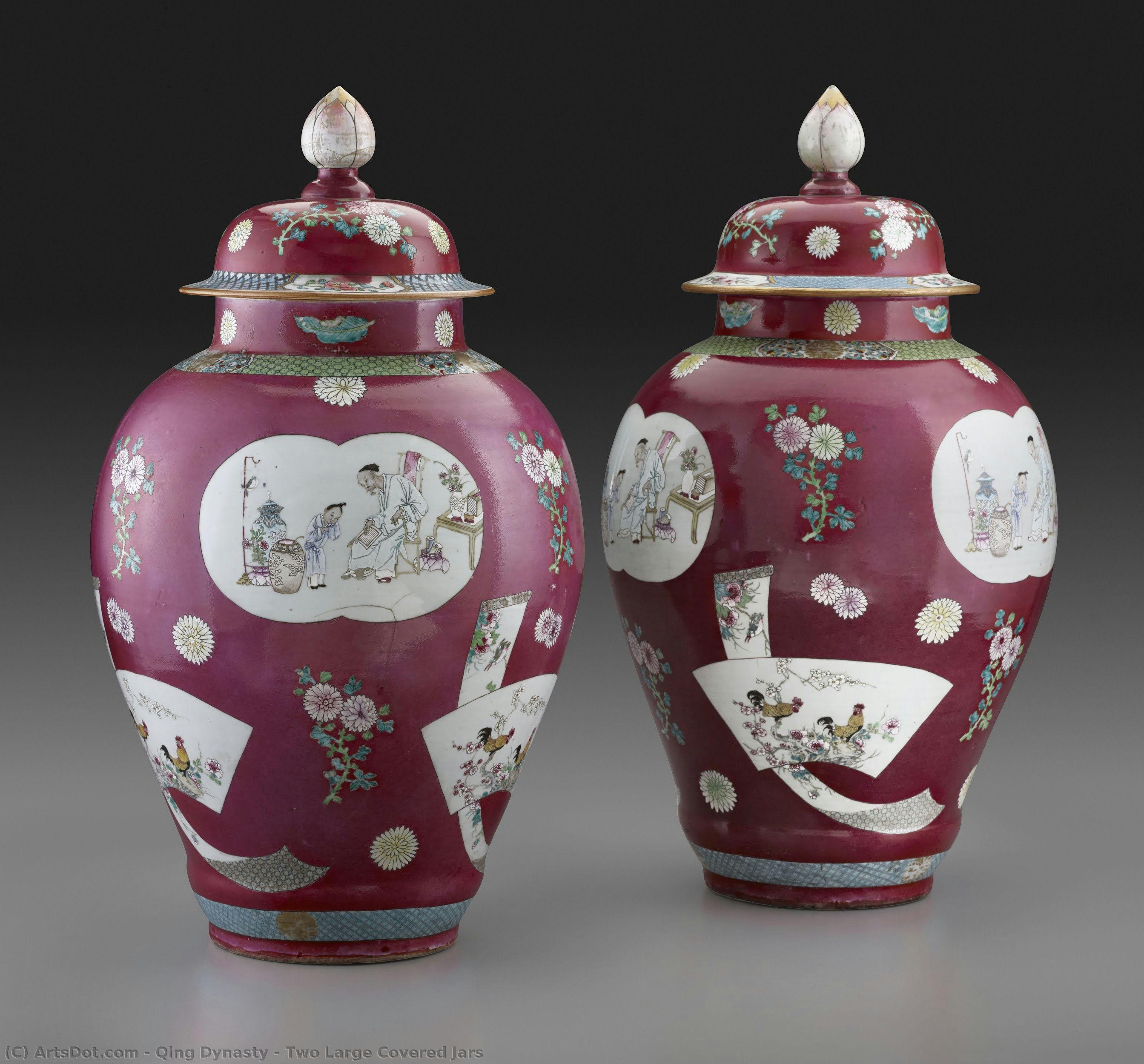 Two Large Covered Jars — Qing Dynasty