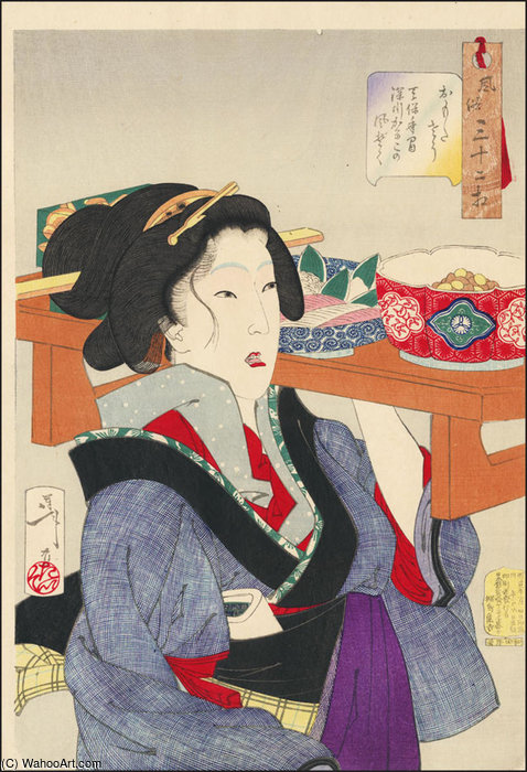 A Fukagawa Waitress In The Tempo Era — Tsukioka Yoshitoshi