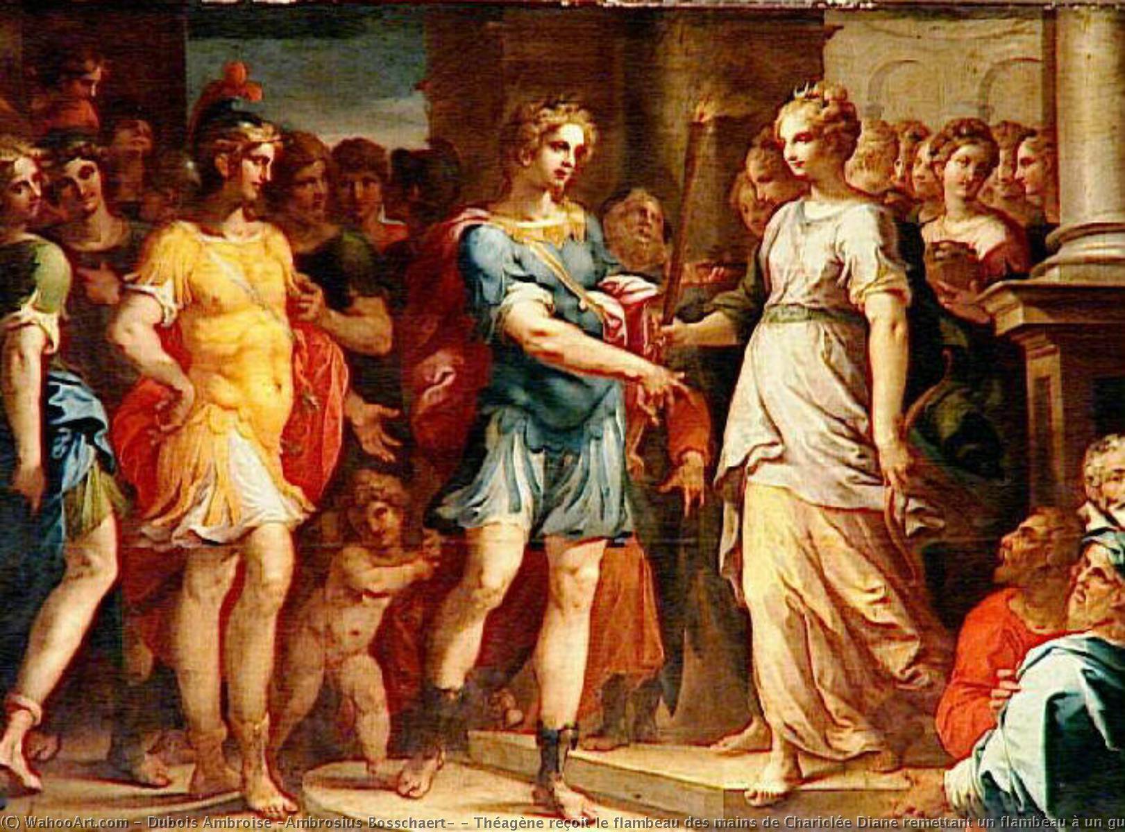 Théagène Reçoit Le Flambeau Des Mains De Chariclée Diane Remettant Un Flambeau À Un Guerrier (ancien Titre) — Dubois Ambroise (ambrosius Bosschaert)