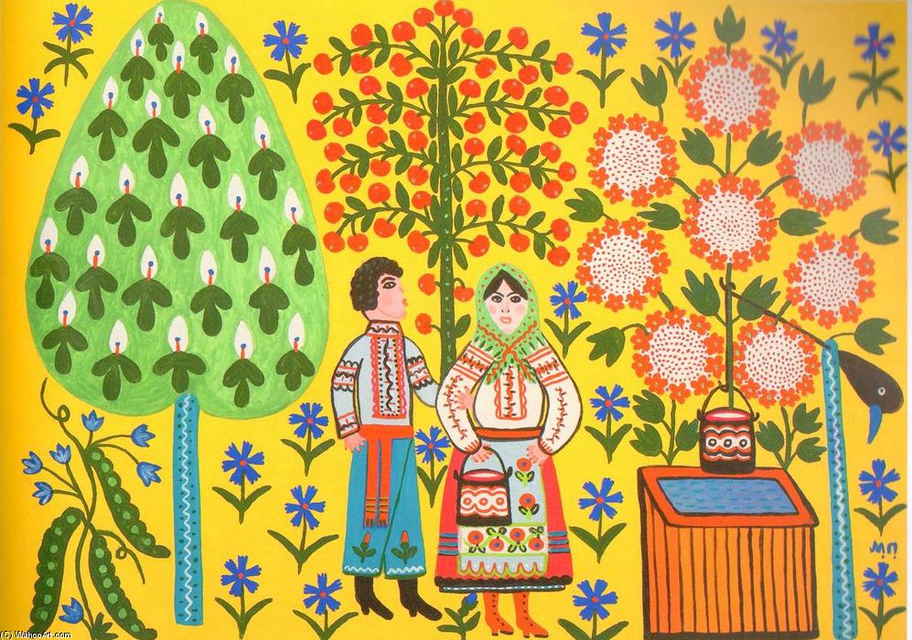 Red Snowball Tree Blooms Over A Well — Мария Примаченко
