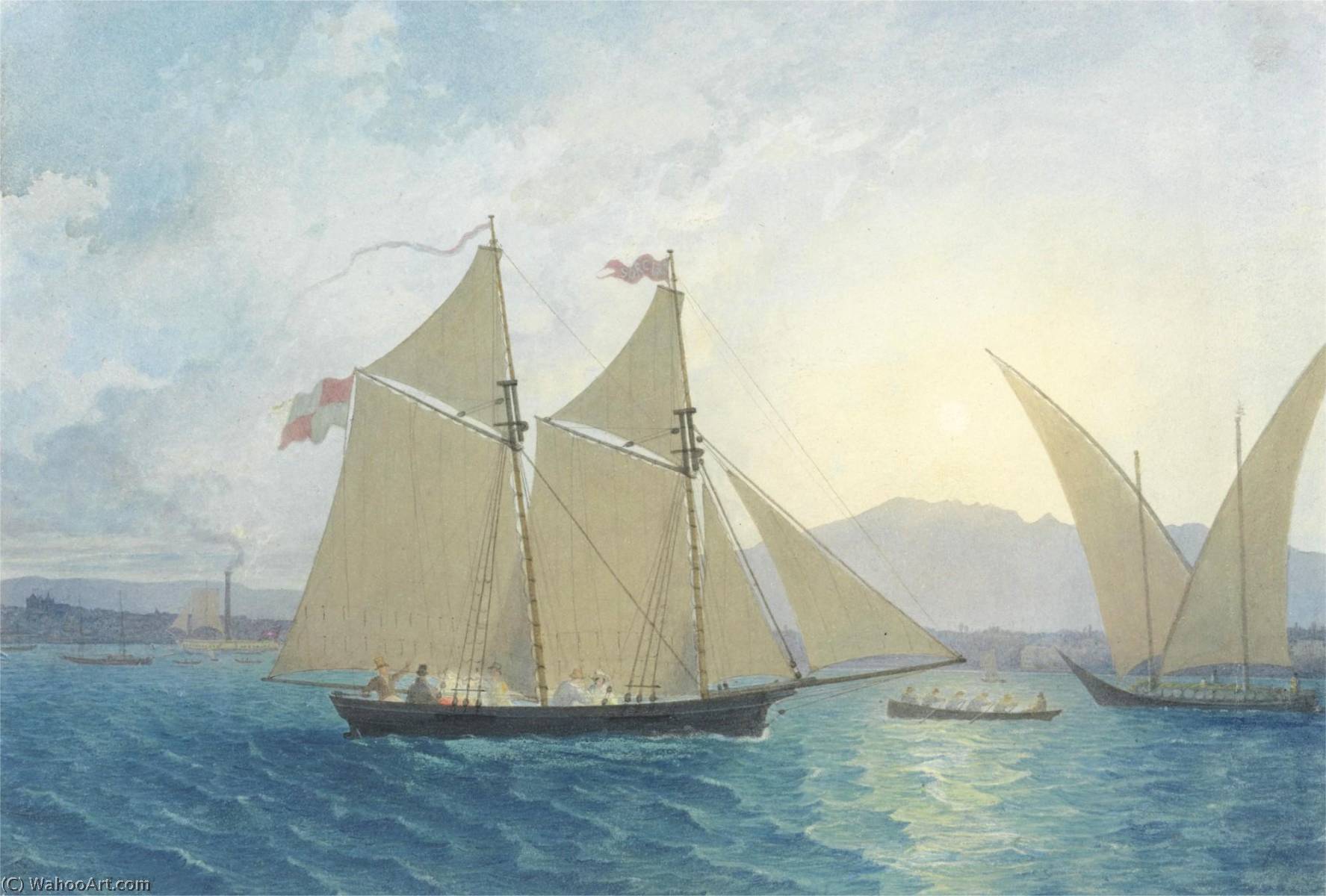 The Launch Of 'la Sorciére' On The Lake Of Geneva — James Francis Danby