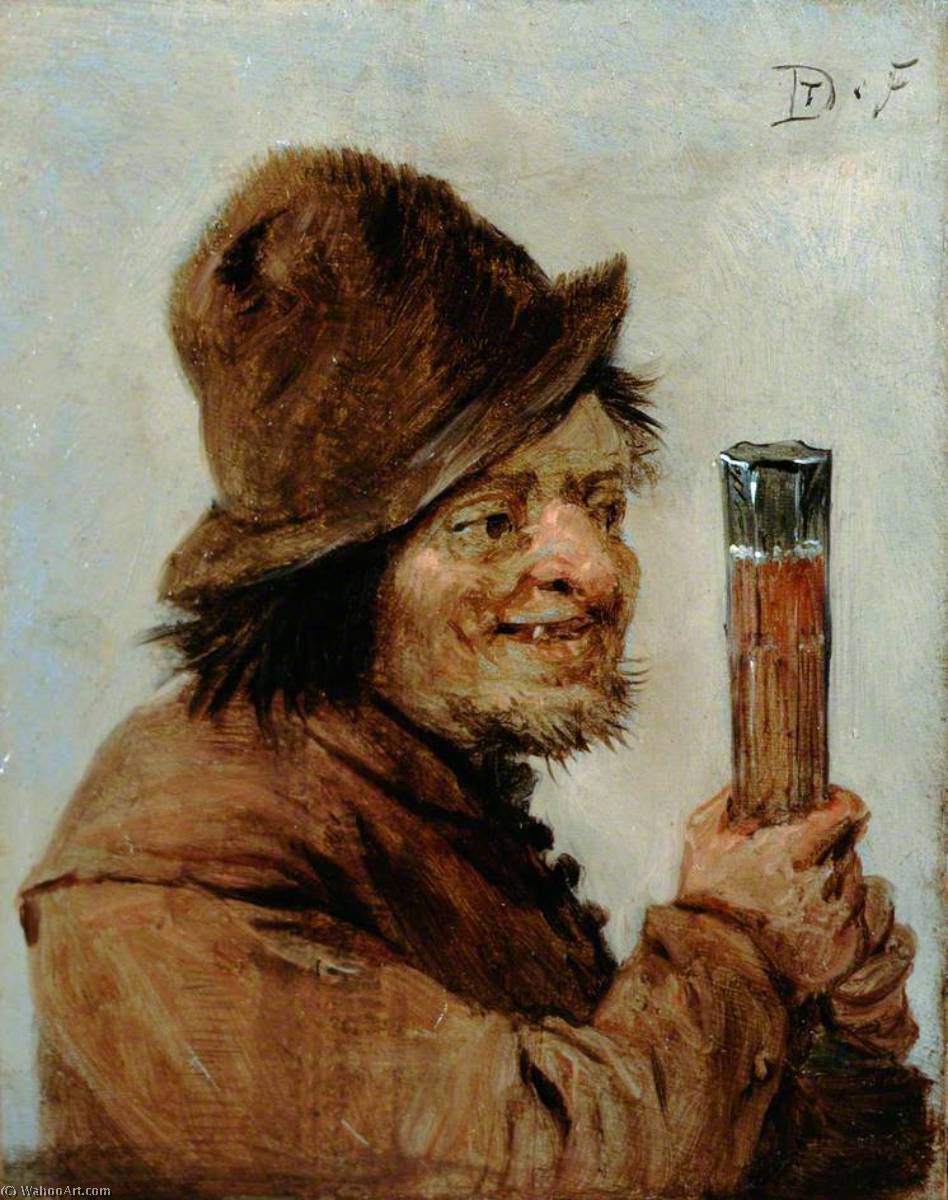 A Peasant Holding A Glass — David Teniers The Younger