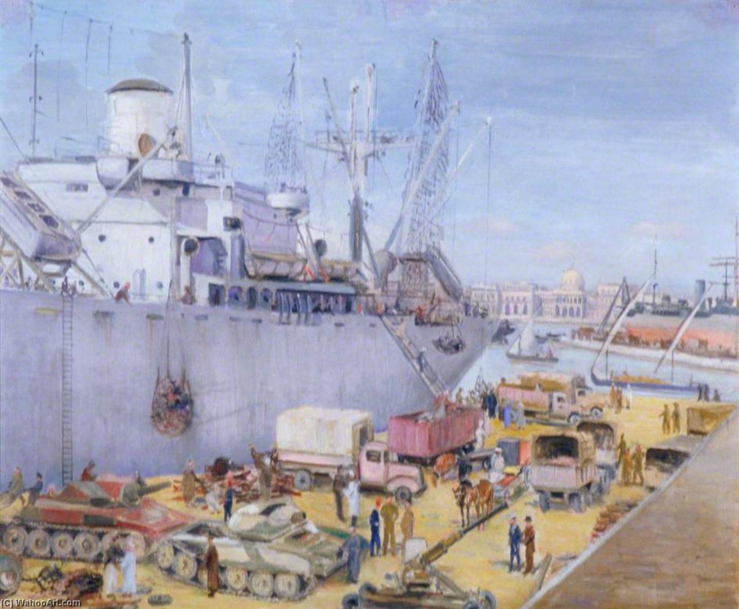 Liberty Ship Loading Scrap At Alexandria — Bernard Hailstone