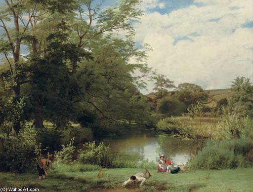 Gathering Watercress On The Banks Of The Mole, Surrey — William Frederick Witherington