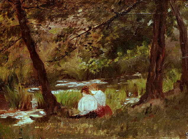 Two Women Seated By A Woodland Stream — Mary Stevenson Cassatt