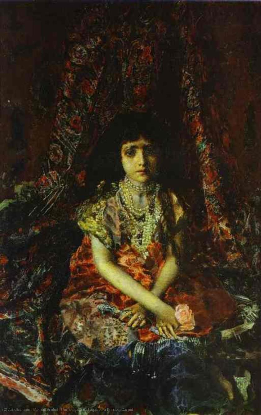 Portrait Of A Girl Against A Persian Carpet — Mikhail Vrubel