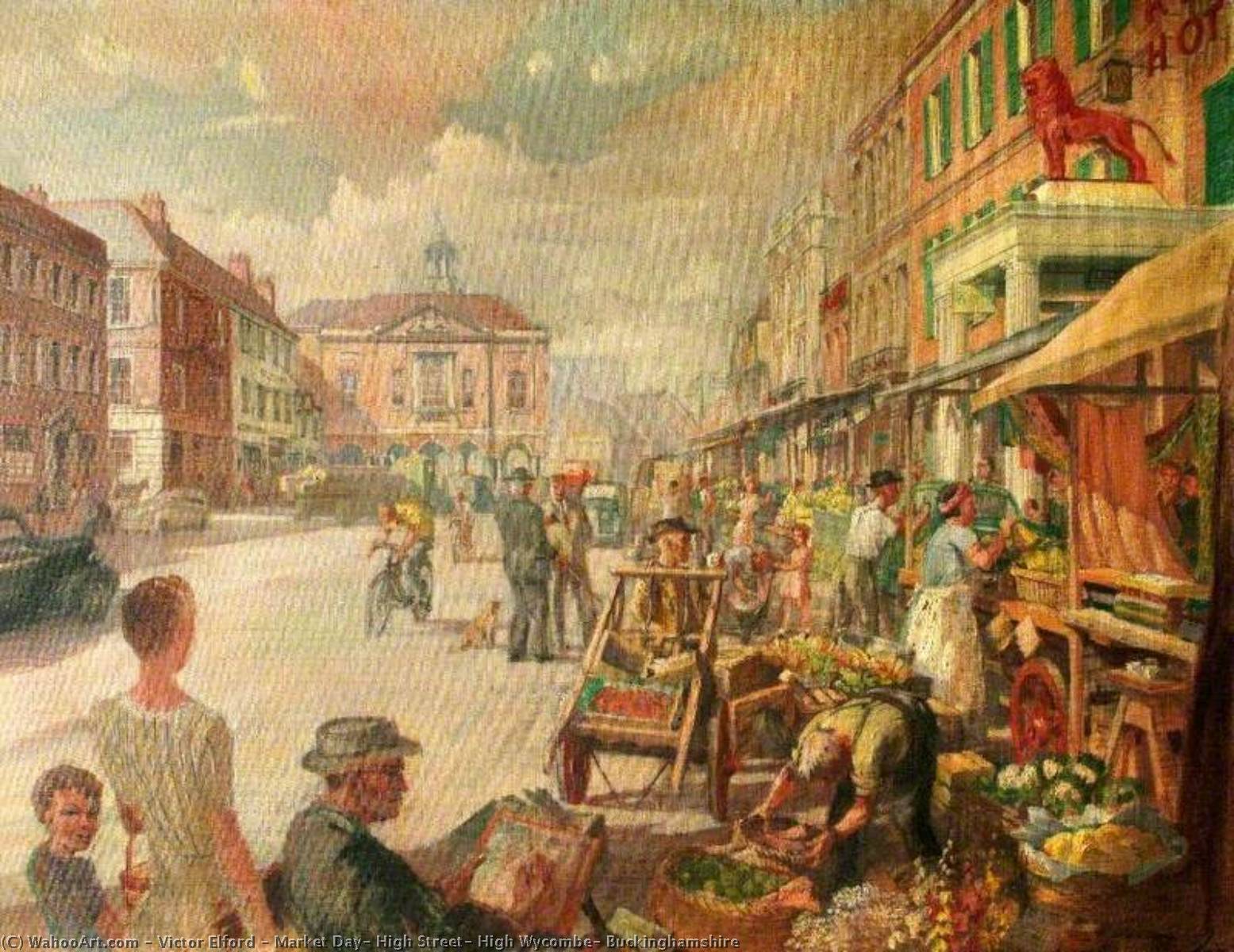 Market Day, High Street, High Wycombe, Buckinghamshire — Victor Elford