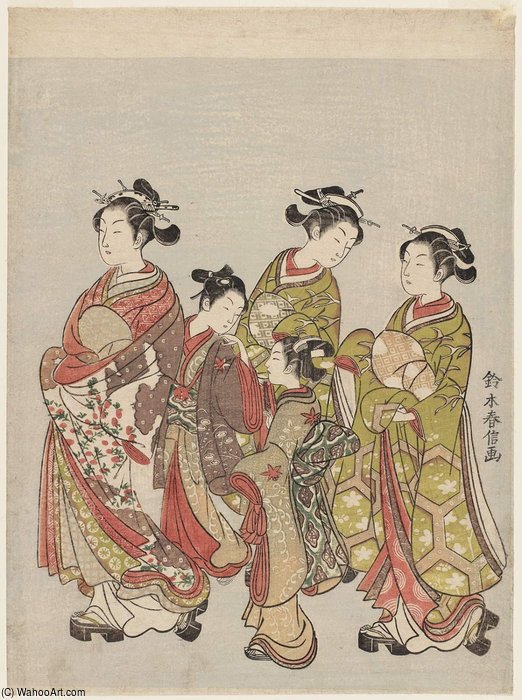 Courtesan And Attendants On Parade — Suzuki Harunobu
