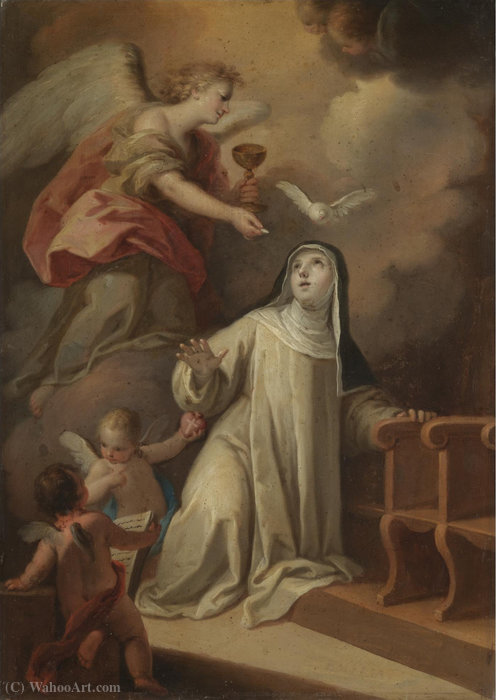 Saint Catherine Of Siena Receiving Holy Communion From An Angel — Mariano Salvador Maella Pérez