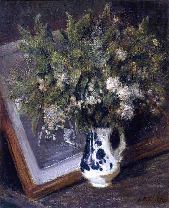 Flowers In A Delft Jug — Julian Alden Weir