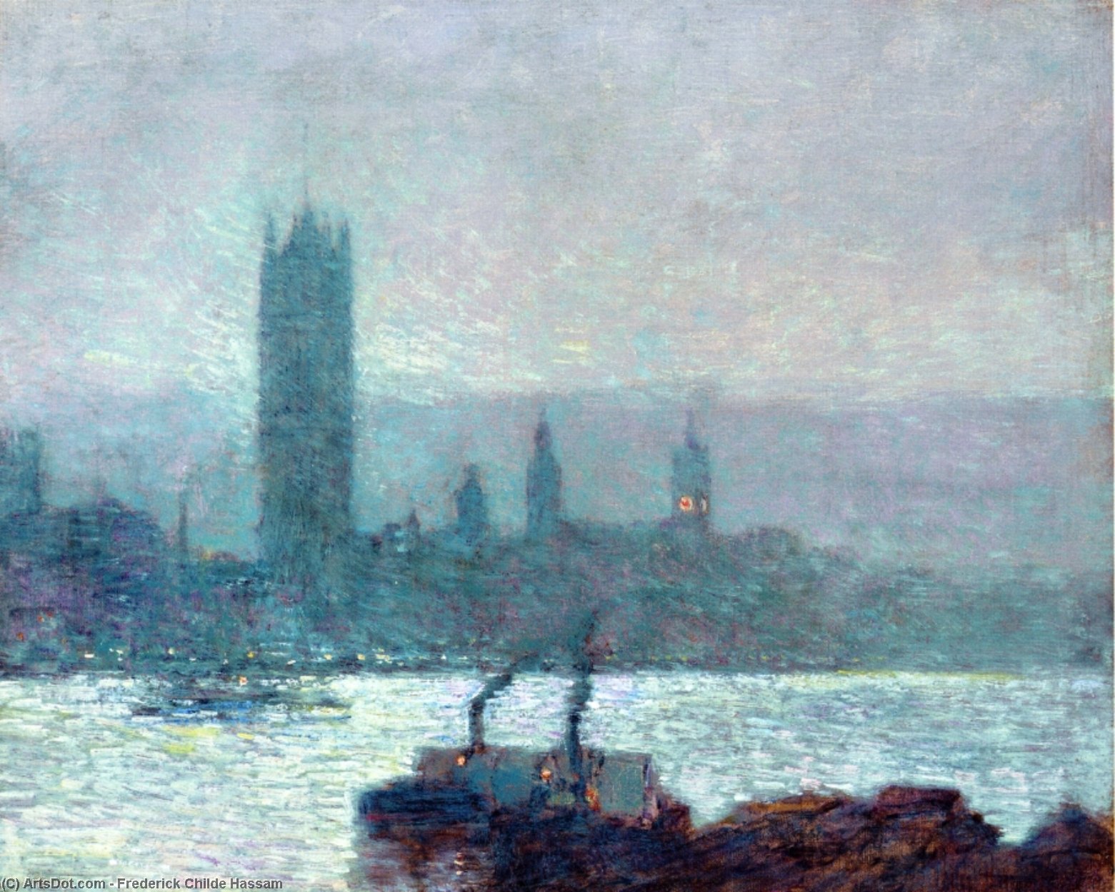 Houses Of Parliament, Early Evening — Frederick Childe Hassam