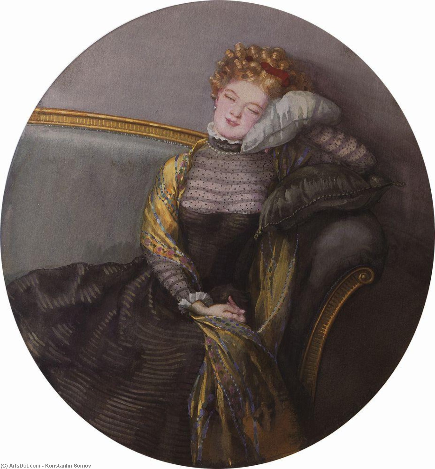 Slumbering Lady In Black Dress — Константин Андрејевич Сомов