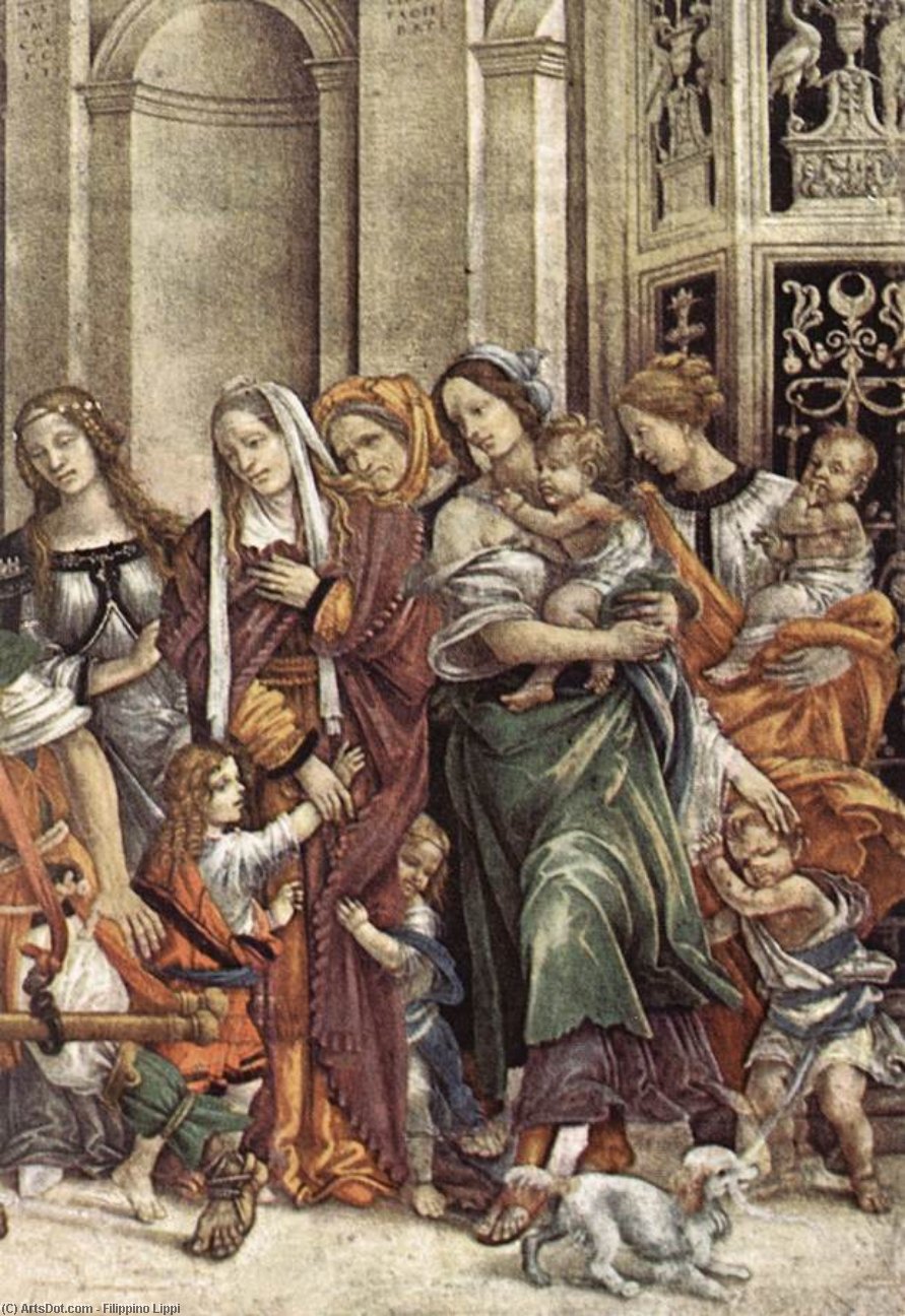 St John The Evangelist Resuscitating Druisana (detail) — Filippino Lippi