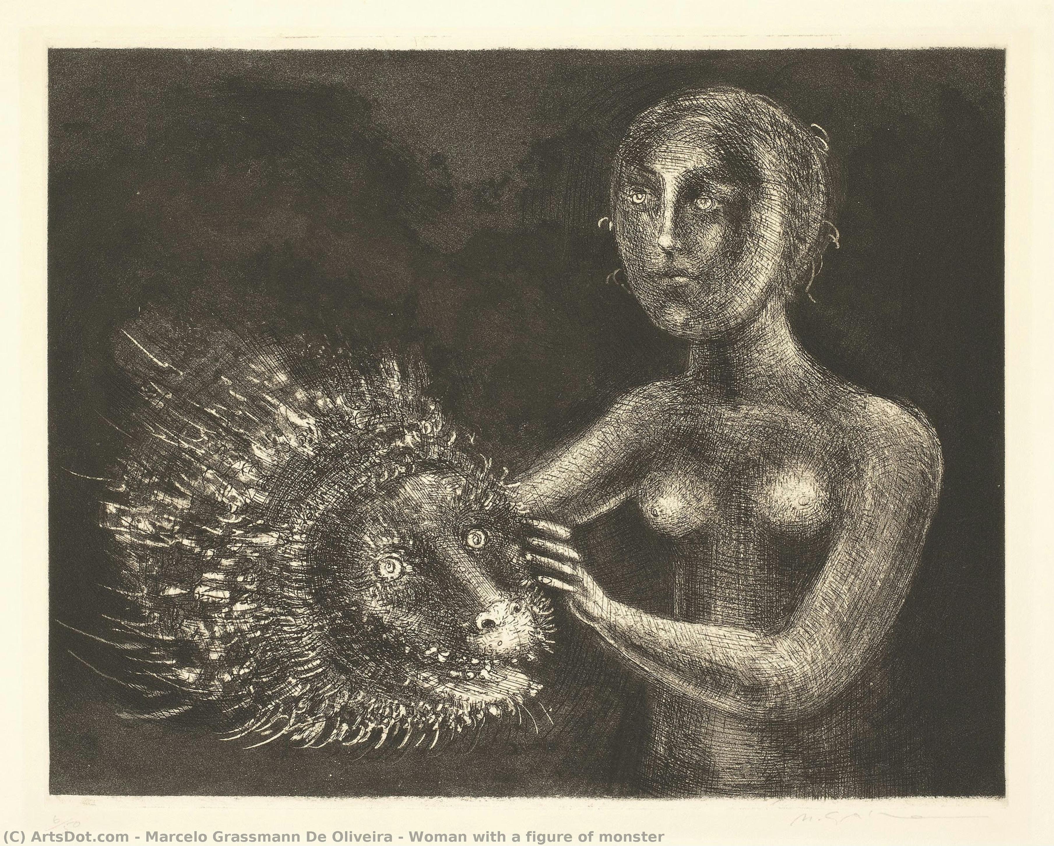 Woman With A Figure Of Monster — Marcelo Grassmann De Oliveira