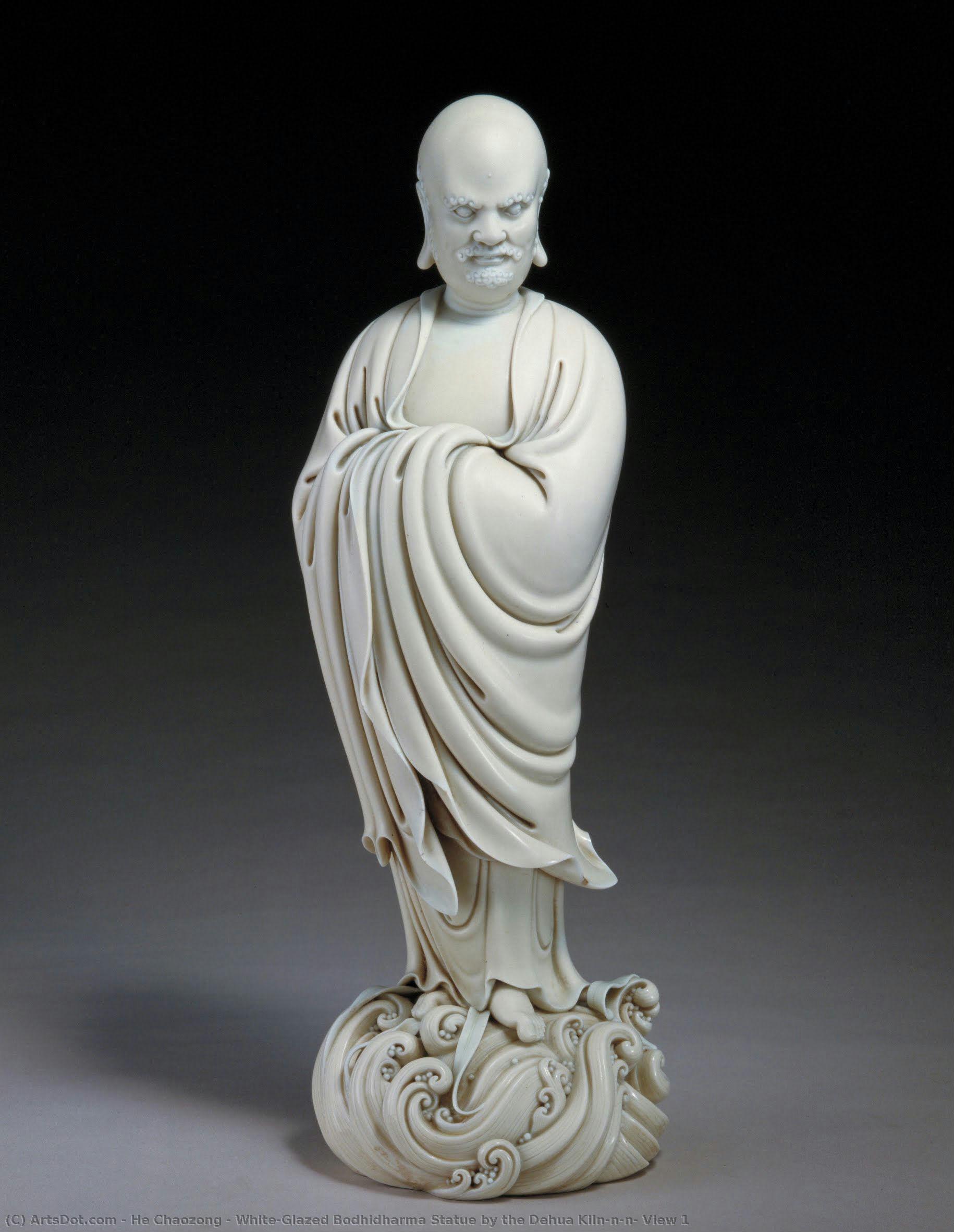 White-glazed Bodhidharma Statue By The Dehua Kiln - View 1 — He Chaozong