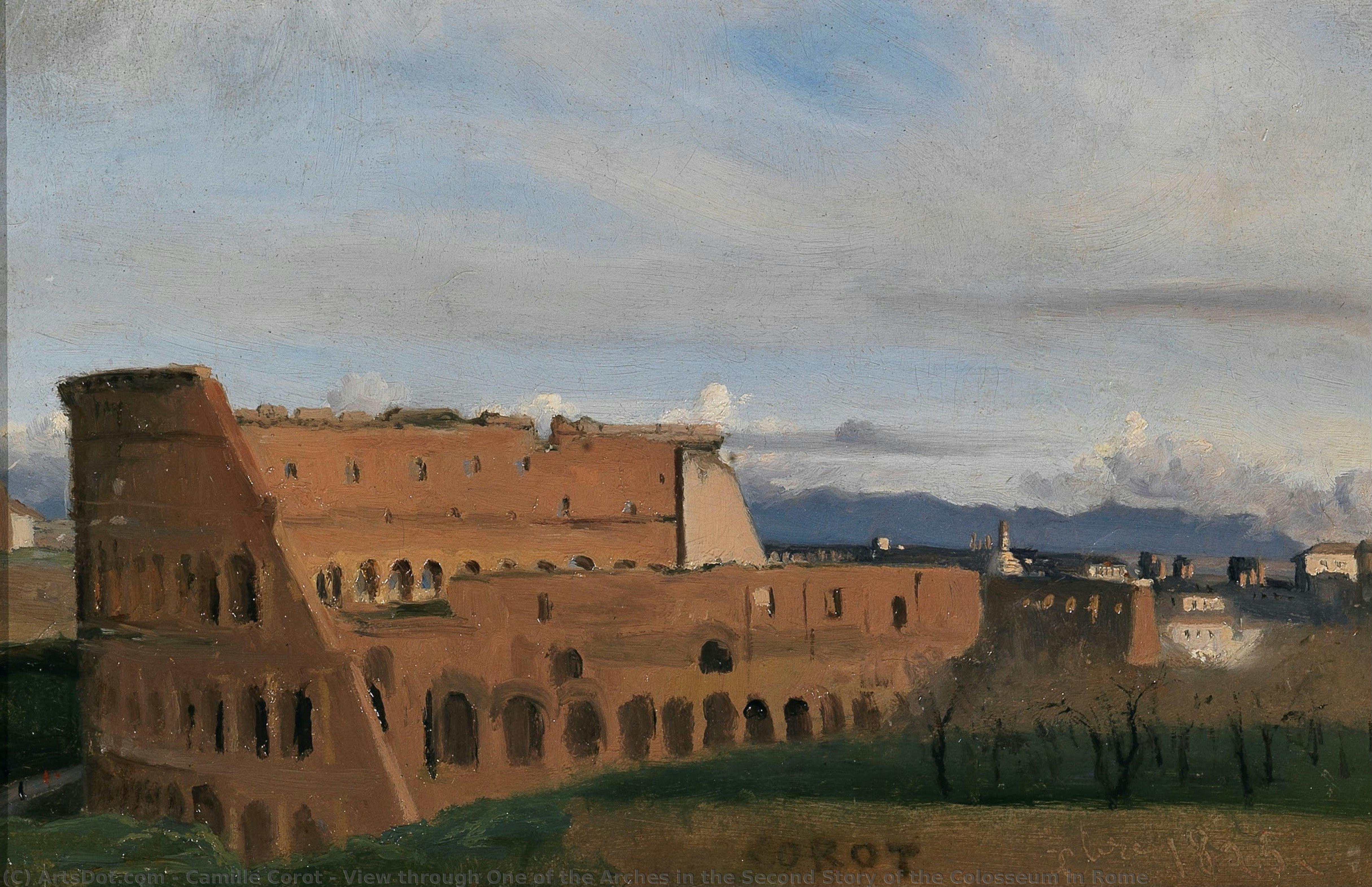 View Through One Of The Arches In The Second Story Of The Colosseum In Rome — Jean-baptiste-camille Corot