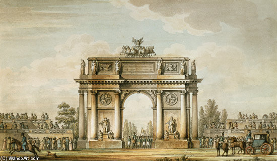 View Of The Narva Gates In St. Petersburg With Stands For Spectators, — Giacomo Quarenghi