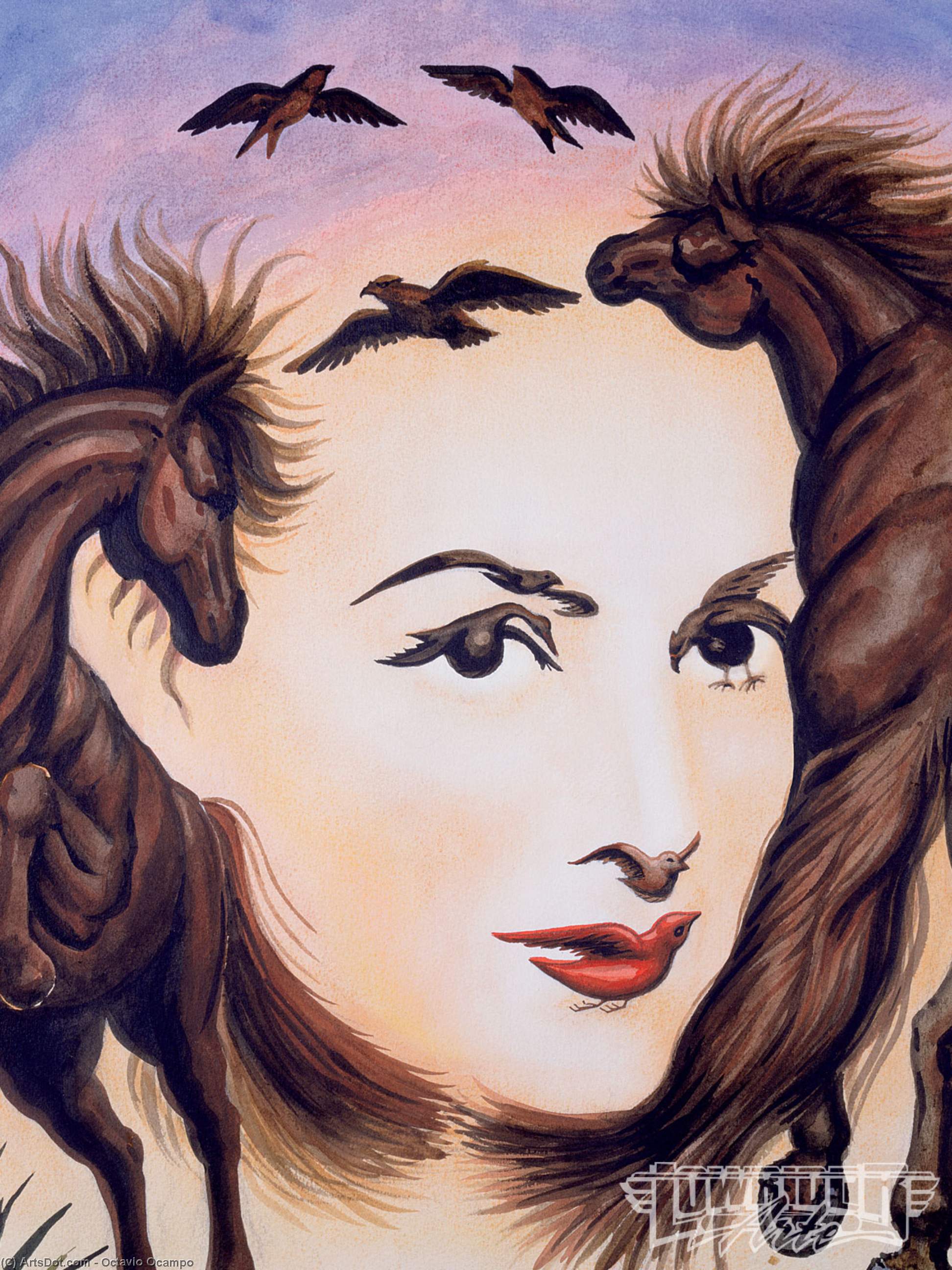 Woman And Horses — Октавио Окампо