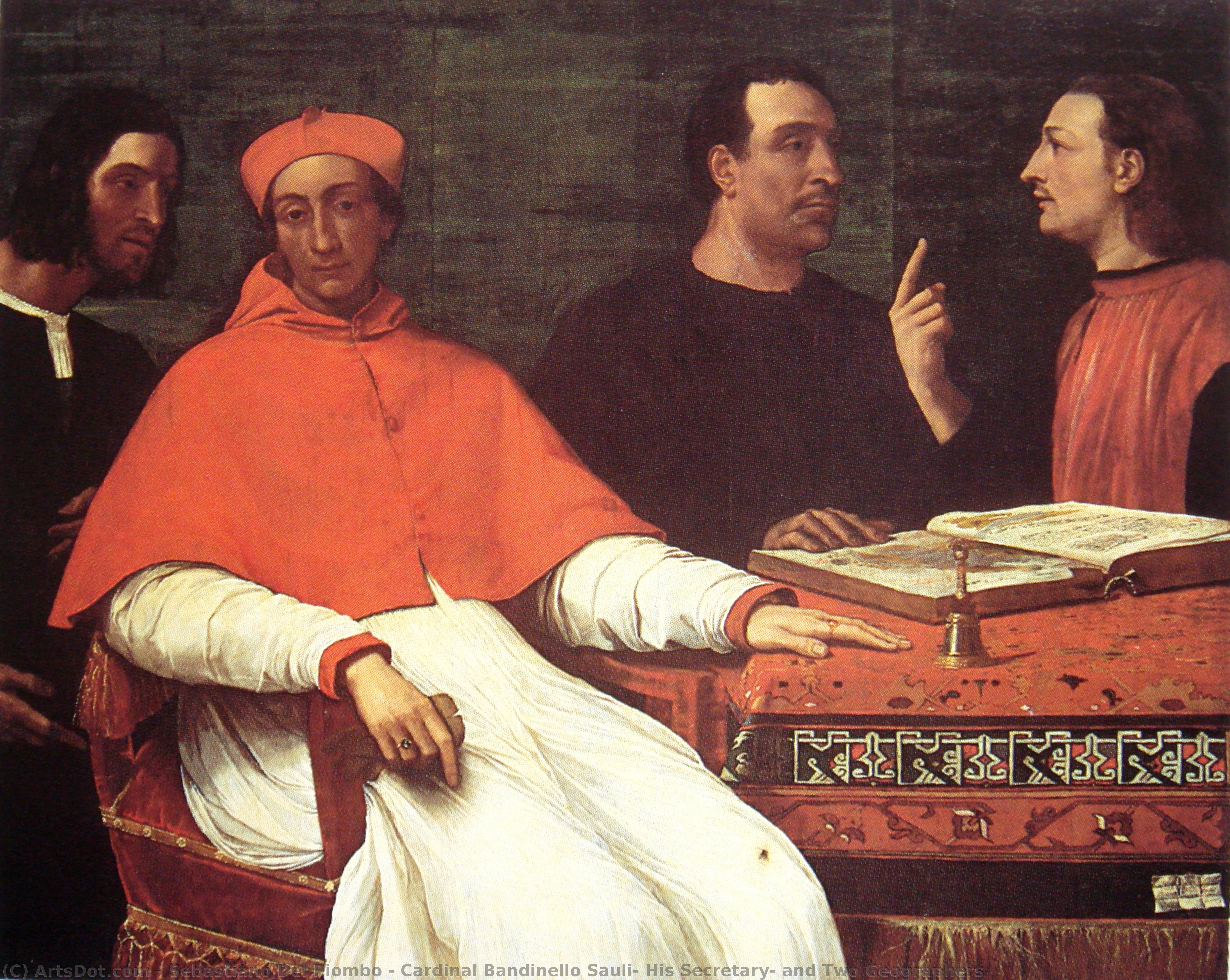 Cardinal Bandinello Sauli, His Secretary, And Two Geographers — Sebastiano Del Piombo