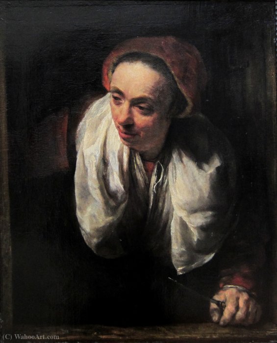 Elderly Woman At Her Window In The Palais Des Beaux-arts In Lille. — Willem Drost