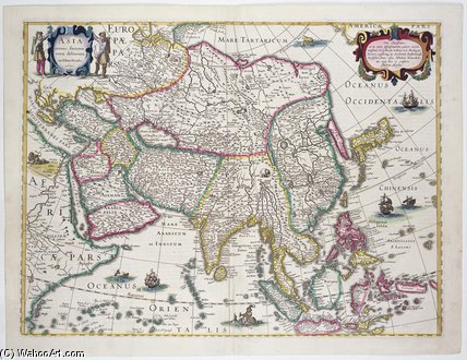 General Map Including Arabia, Japan, The Korean Peninsula — Hendrik Hondius