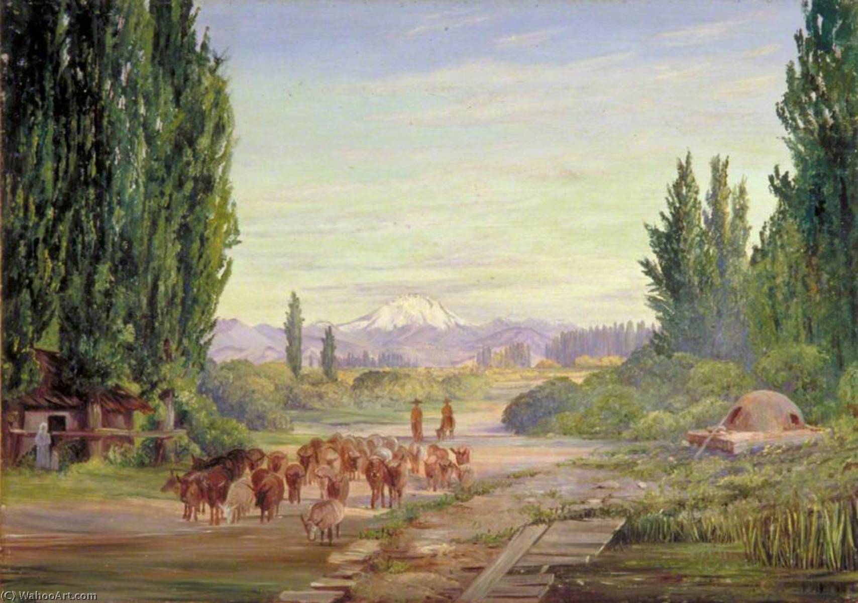 Einer Der Vulkane Der Cordilleren Von Der Poplar Avenue, San Gabriel, Chile — Marianne North