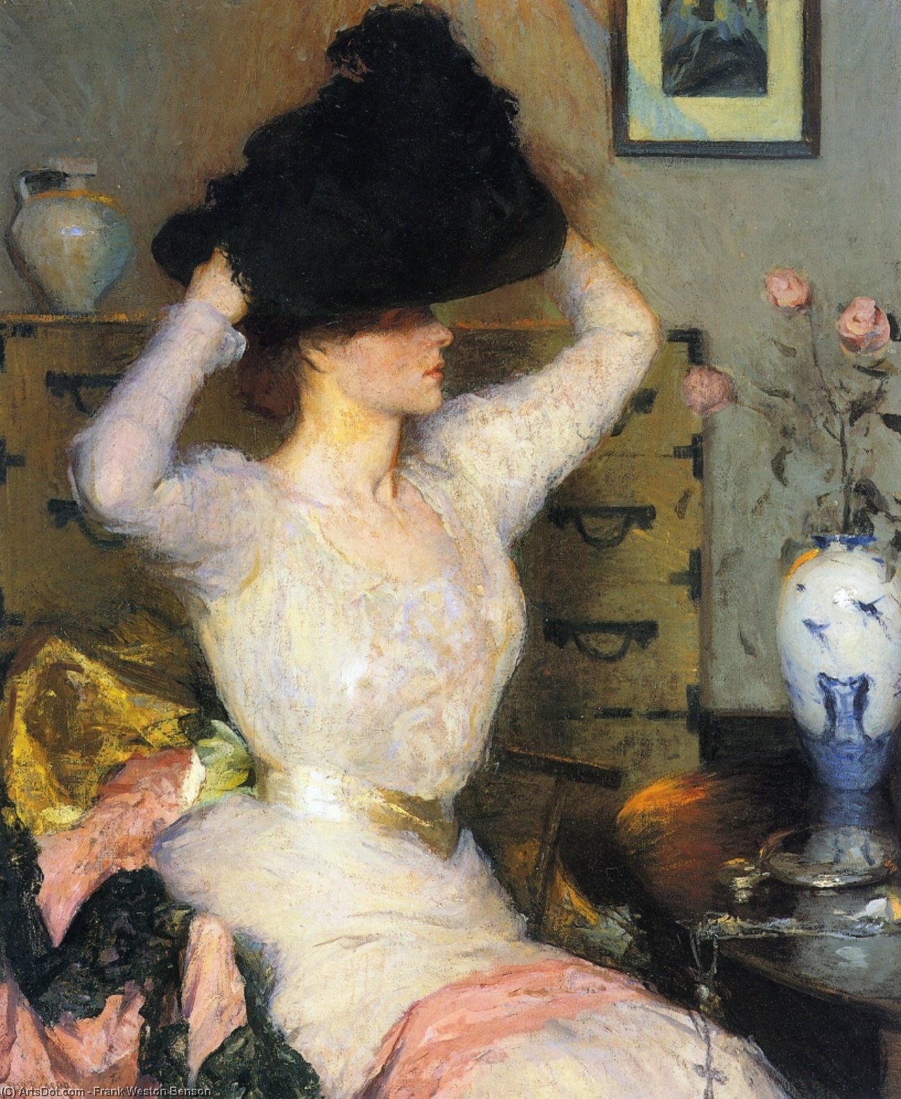 Lady Trying On A Hat (aka The Black Hat) — Frank Weston Benson