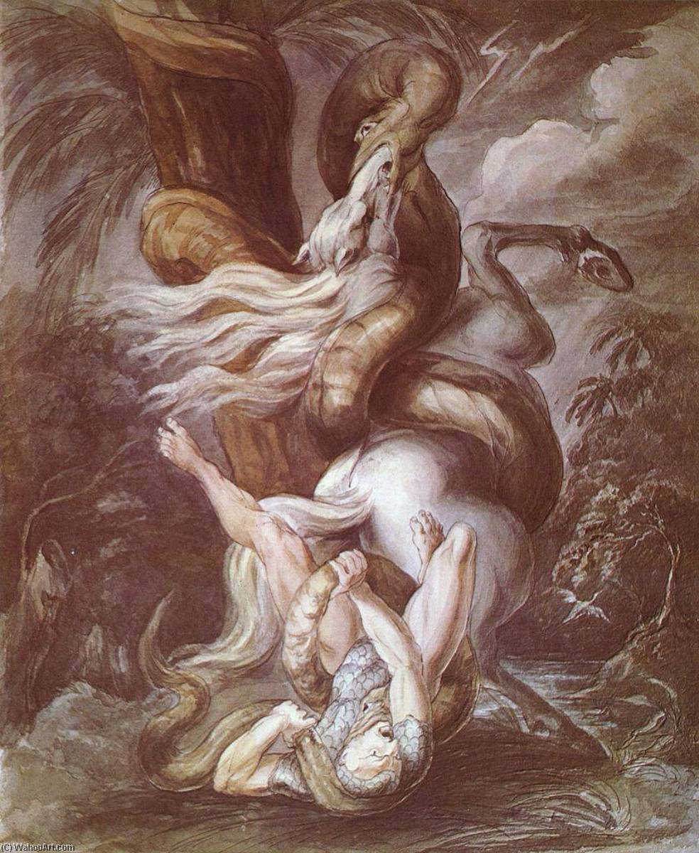 Horseman Attacked By A Giant Snake — Johann Heinrich Füssli