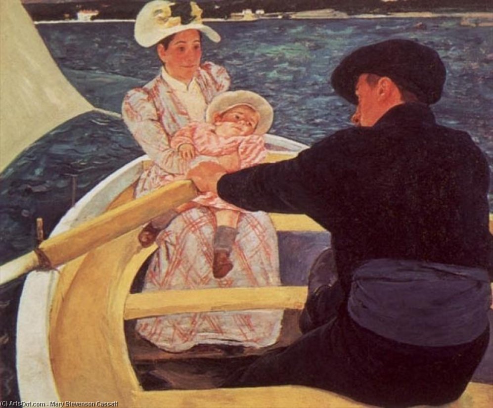 A Ride In A Rowing Boat - Oil On Canvas - — Mary Stevenson Cassatt