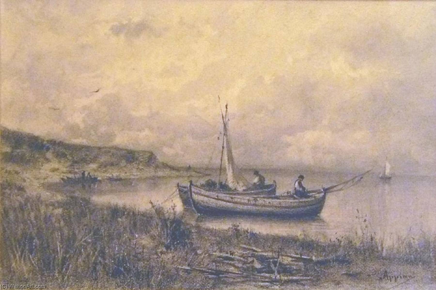 Landscape With Small Boats And Fishermen — Jacques Barthélemy Appian
